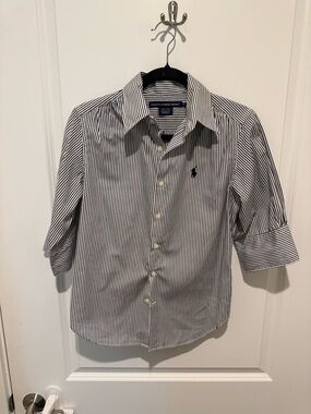 Ralph Lauren Navy and White Pinstripe Button-Down Shirt